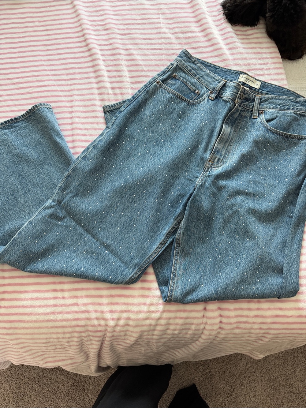 Abercrombie & Fitch Light Blue Straight Leg Jeans with Subtle Speckle